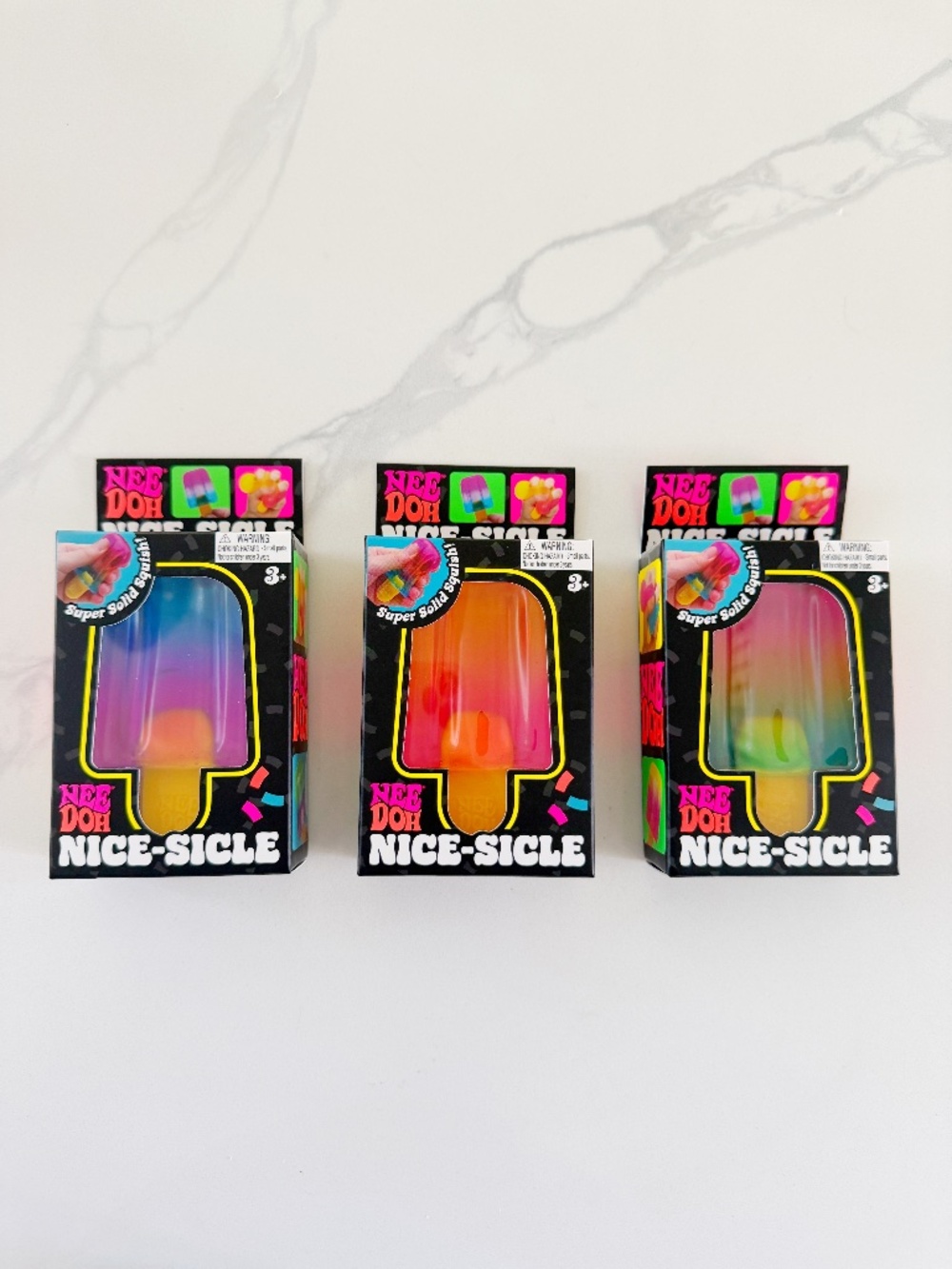NeeDoh Nice-Sicle Complete Set of 3 Popsicles NEW Sealed